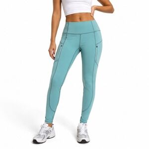 Athleta Rainier Tight Leggings Small Dusty Jade Green Running‎ Pants Reflective